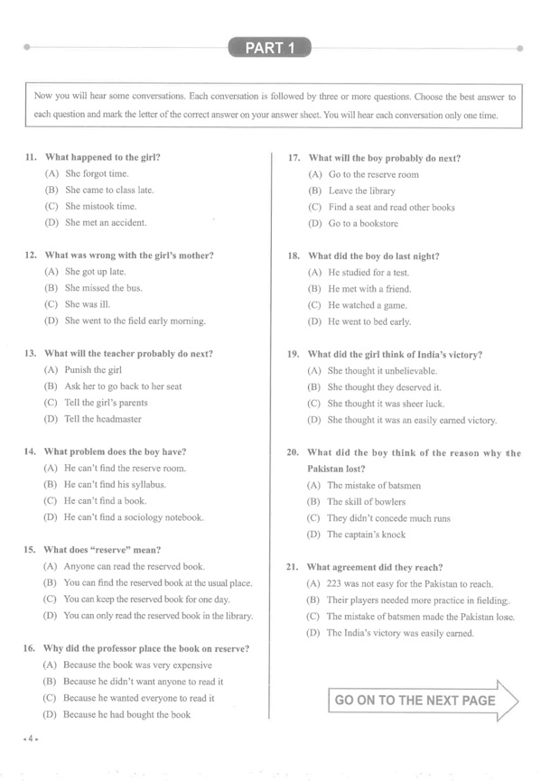 小托福考試樣卷 小托福考試樣卷