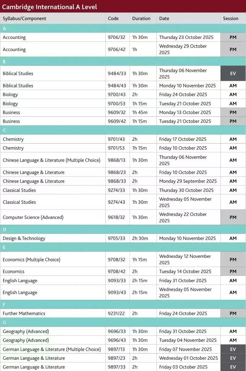 5 2025年下半年A-Level兩大考試局大考時間安排9.jpg